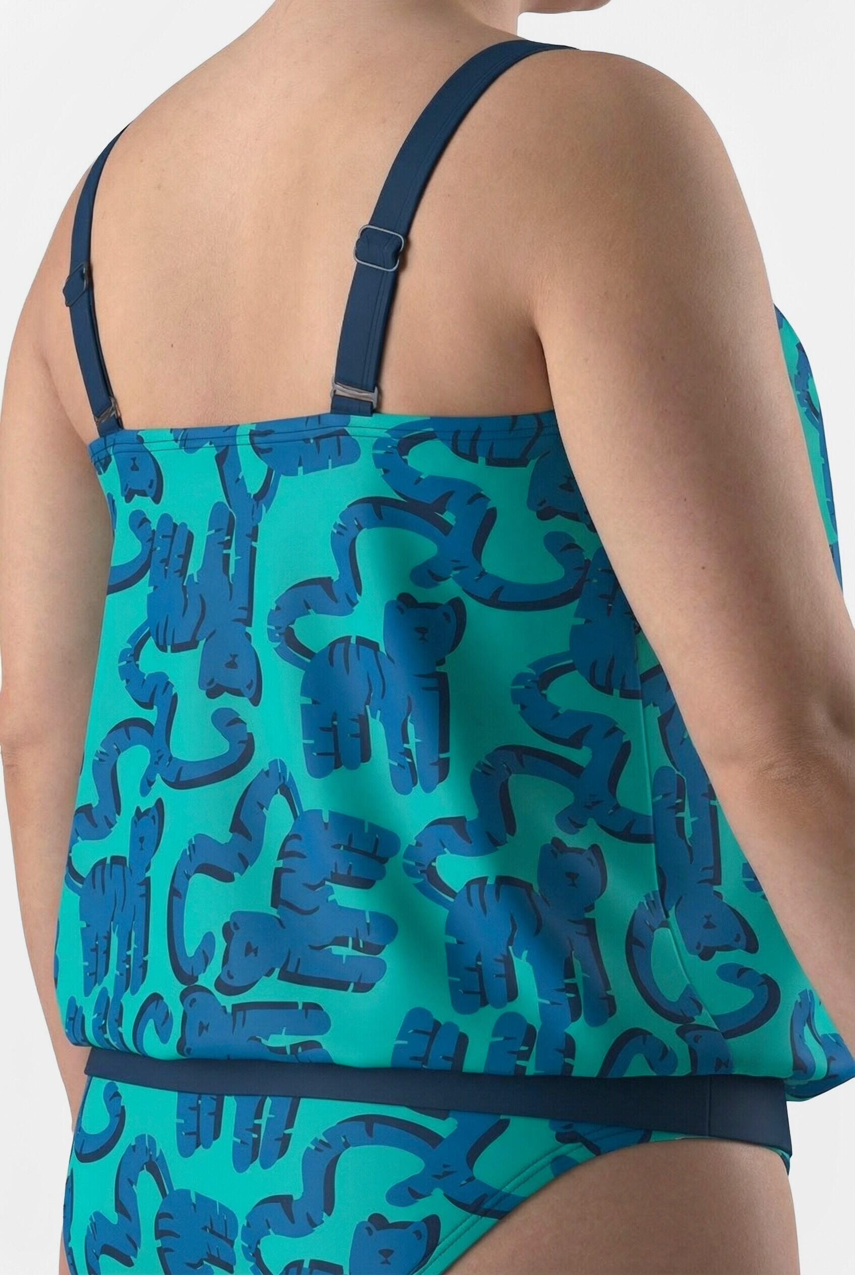 Femme Tankini avec bonnets souples motif chats 5/7