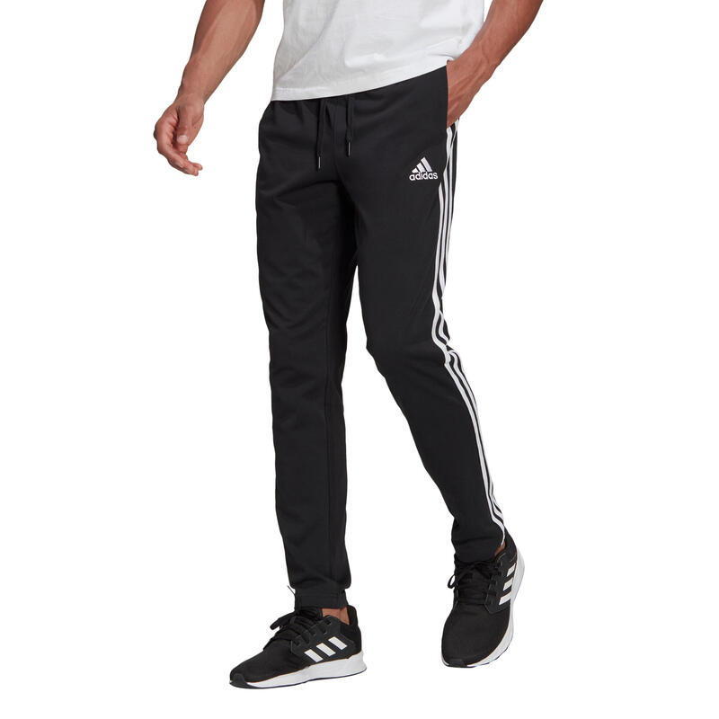 Pantalon Essentials Single Jersey Tapered Open Hem 3-Stripes Noir - GK8995