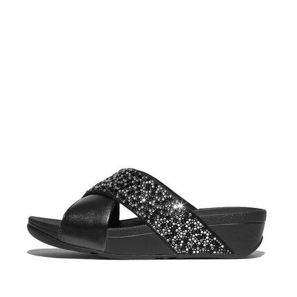 Claquettes femme FitFlop Lulu Crystal-Mix Metallic Cross