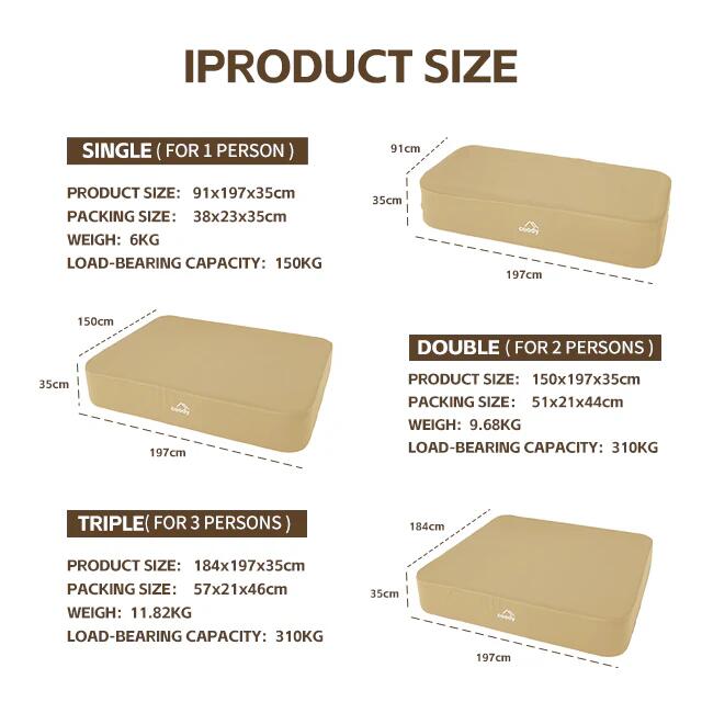 Coody Block letto gonfiabile triplo beige 3/7