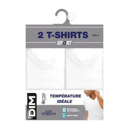 Lot de 2 t-shirts homme thermorégulateur coton col V
