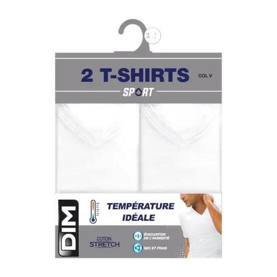 Lot de 2 T-shirts Col V DIM Regul'Activ Sport