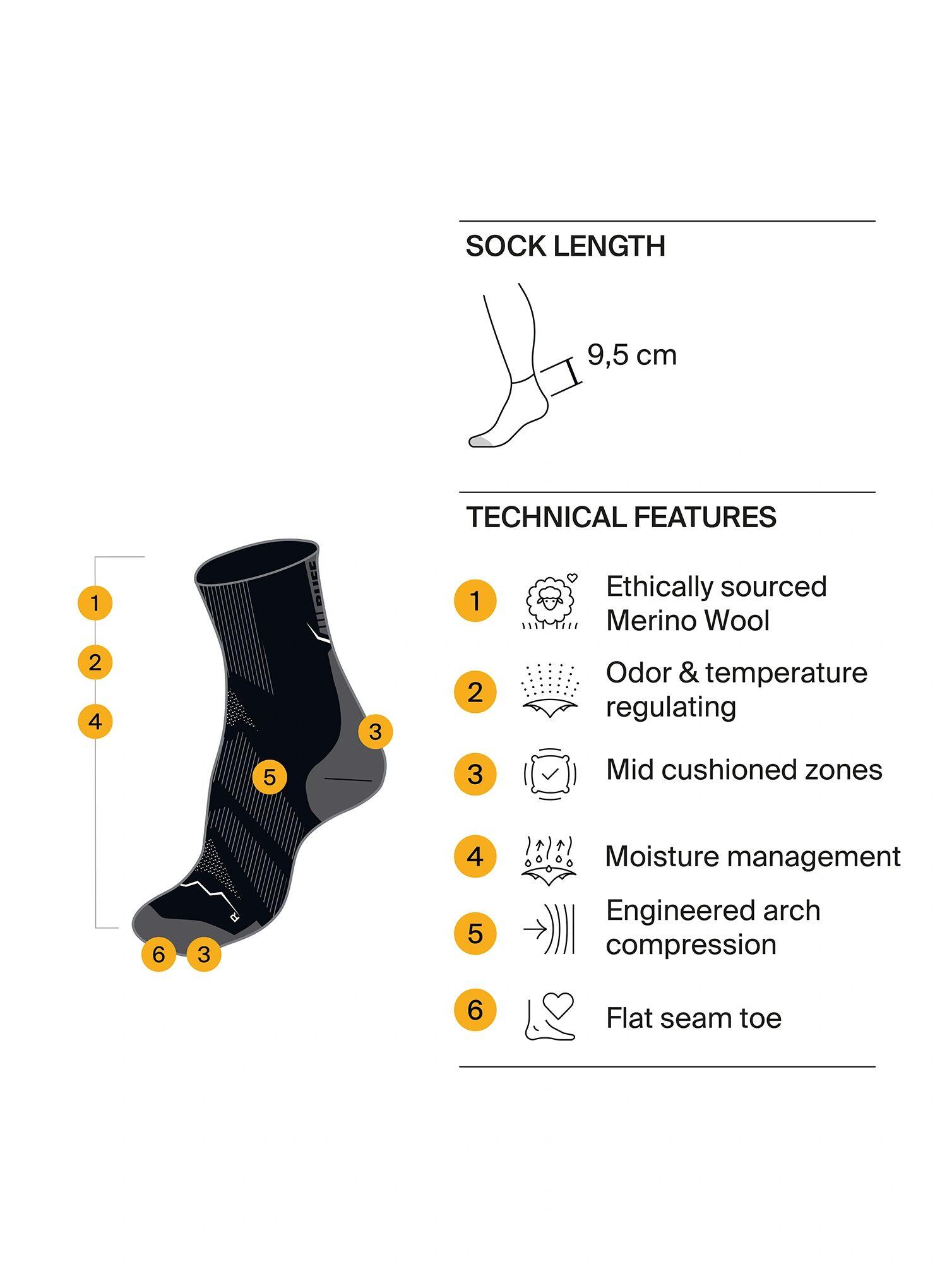 Calcetines LW Lana Merino media caña Unisex Buff Naranja 5/5