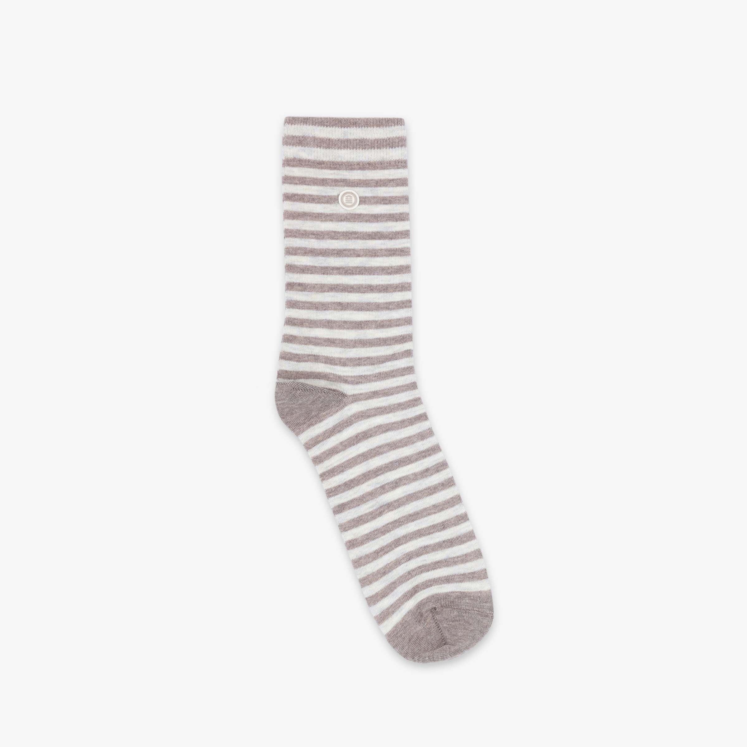 Conjunto de 3 pares de meias lisas pretas e azuis e às riscas bege 2/4