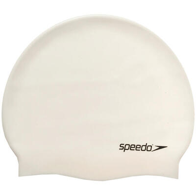 Speedo junior plain moulded silicone cap - wit / aqua