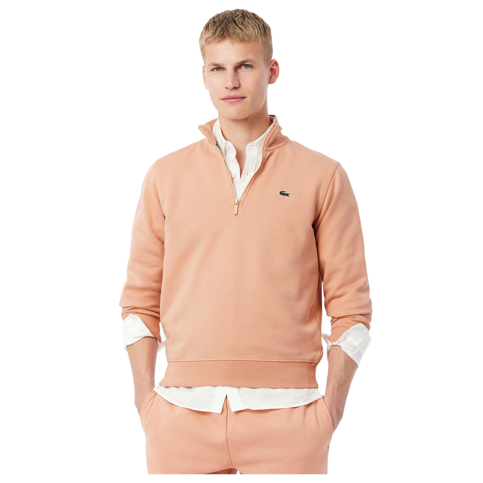 Felpa Pile Con Cerniera Uomo Lacoste Rosato 4/4