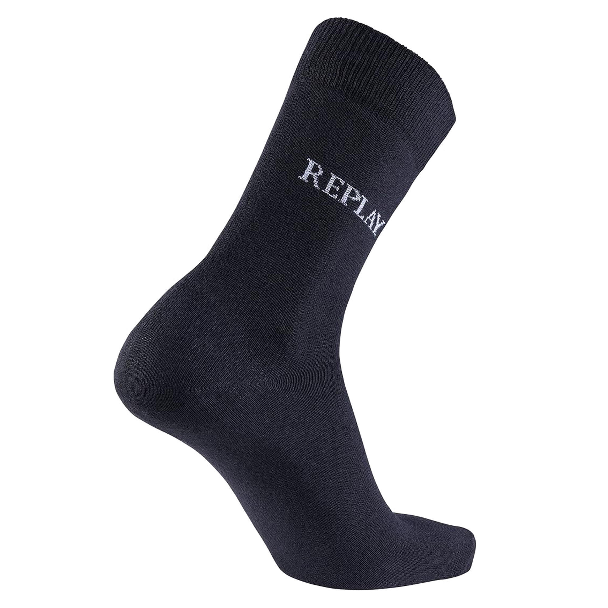 Calzini Logo Adulto Unisex Misura Confezione 3 Replay Nero Grigio 2/4