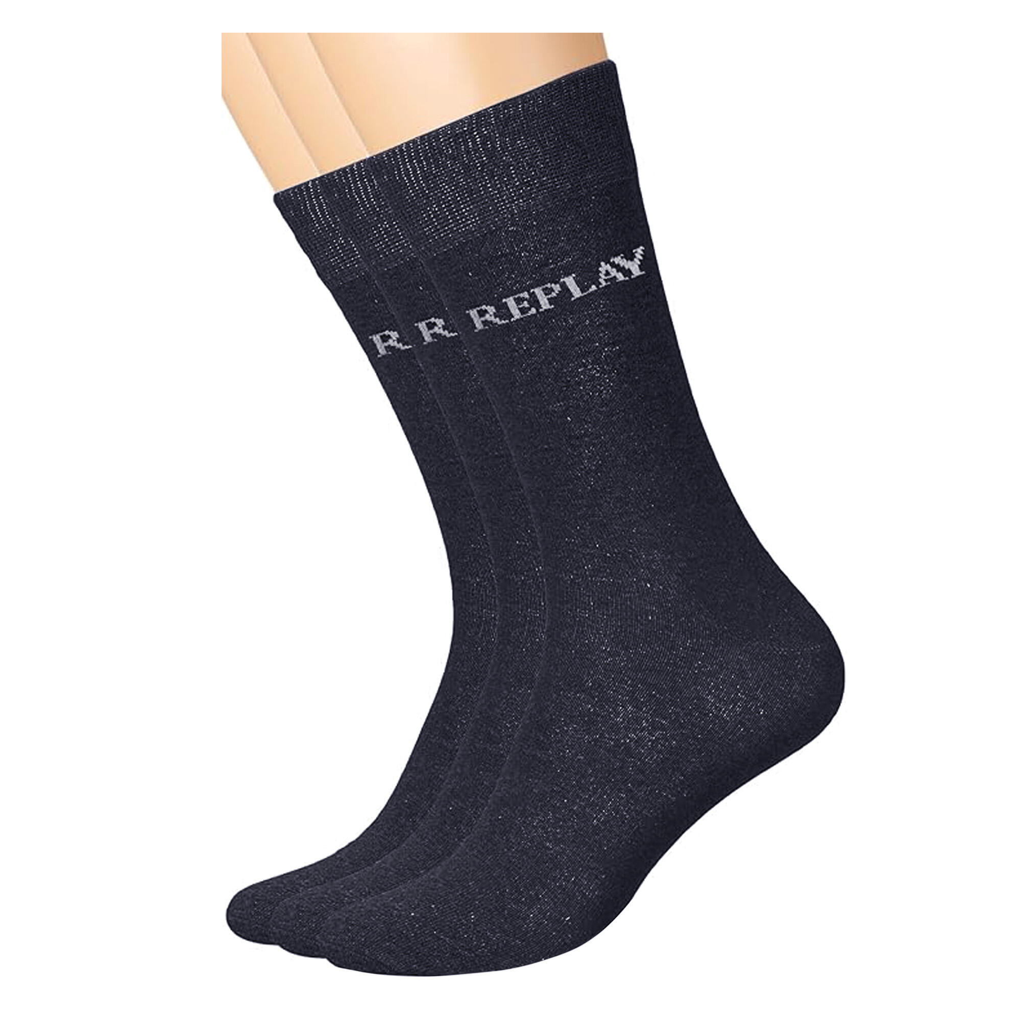 Calzini Logo Adulto Unisex Misura Confezione 3 Replay Nero Grigio 4/4
