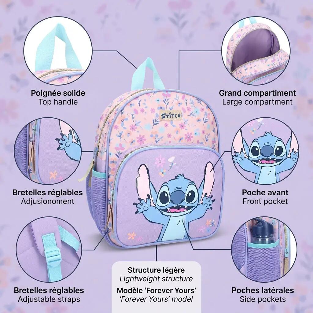 Mochila infantil para meninas Disney Stitch Forever Yours 29 cm 795-01029 4/7