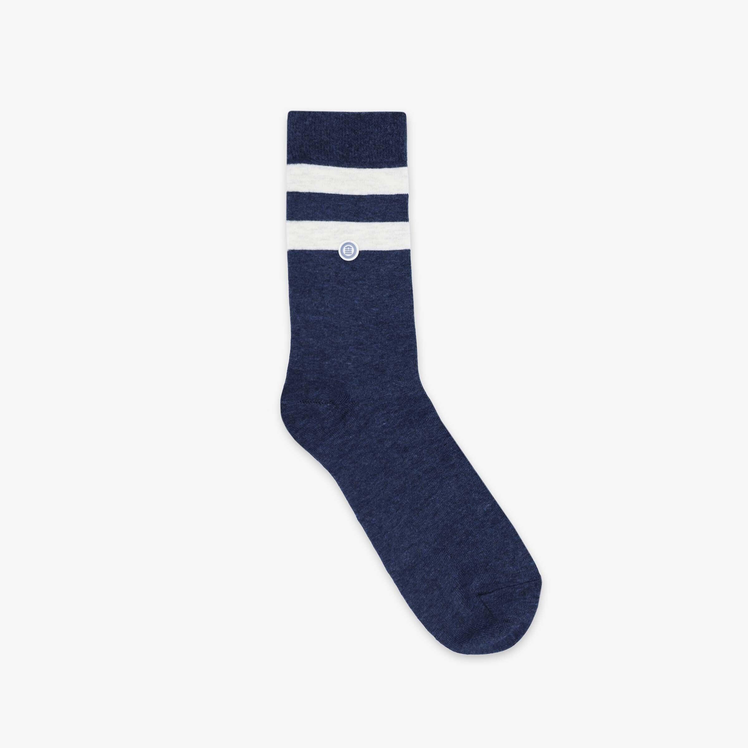 Pack 3 paires de chaussettes unies et rayées bleues 2/4