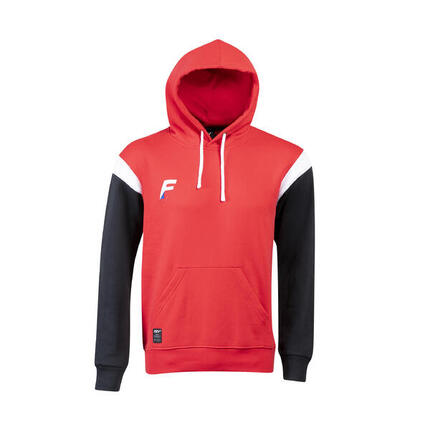 Sweat capuche de rugby Force XV CONQUETE rouge-noir
