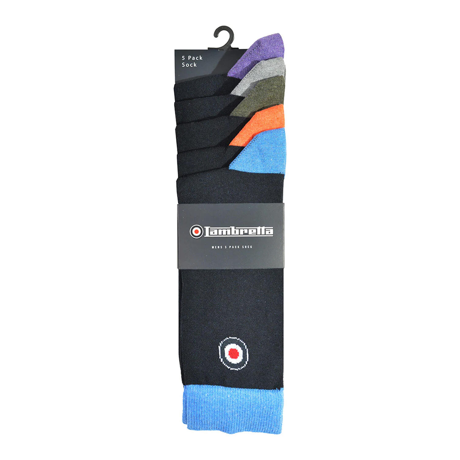 Mens Contrast Socks (Pack of 5) (Navy/Multicoloured) 2/2