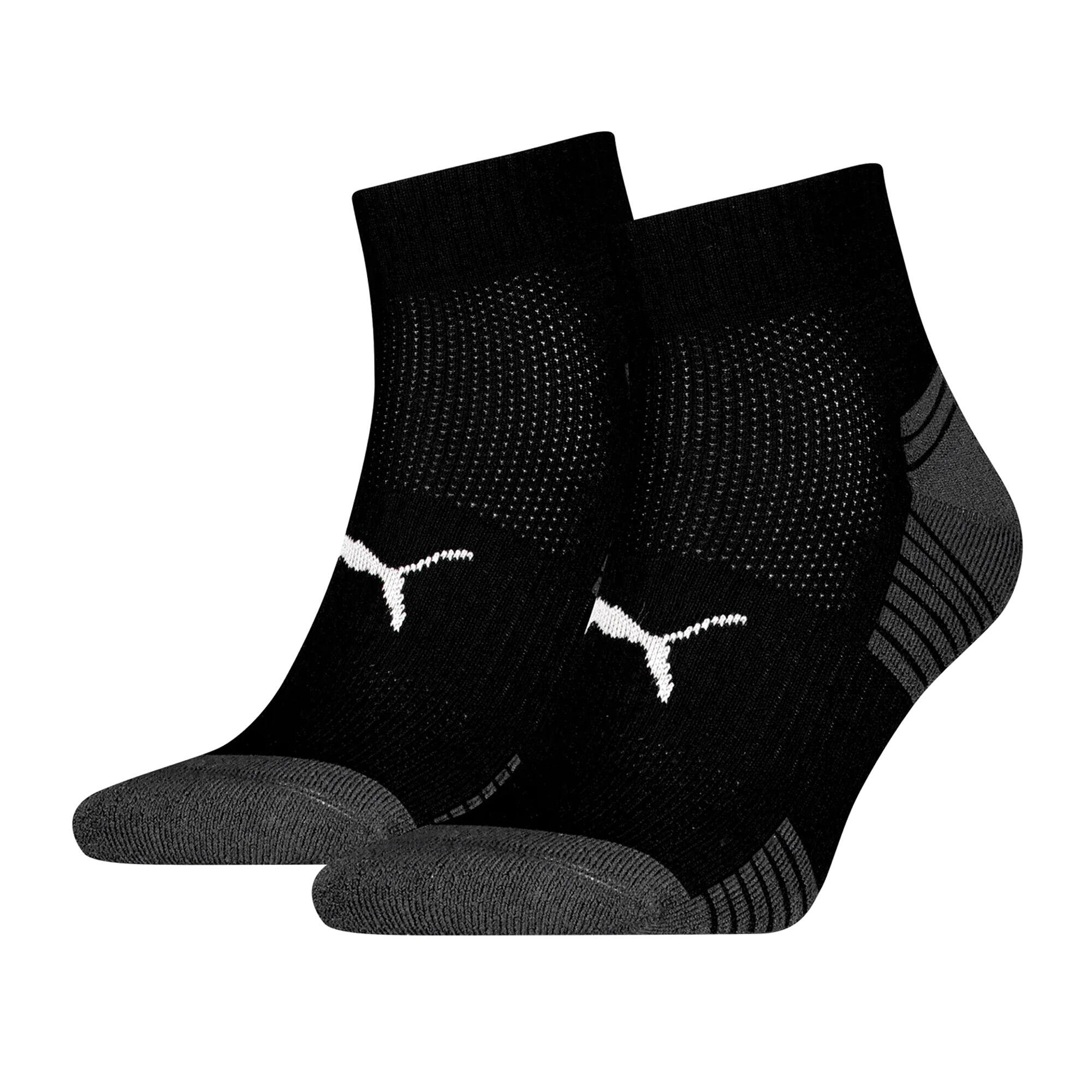 Unisex quarter sportsokken met badstof zool 2 pack – Black – 39-42 3/3