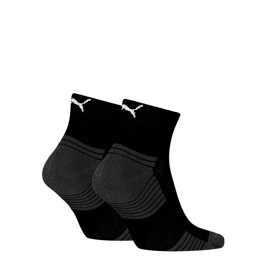 Unisex quarter sportsokken met badstof zool 2 pack – Black – 39-42 2/3