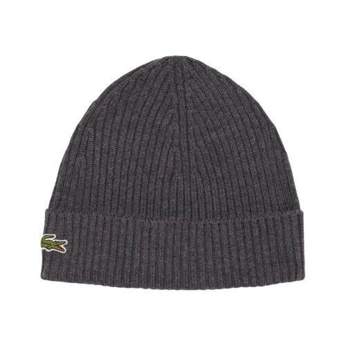 Gorro Gris Lacoste de Lana Acanalada Bitume Chine Cálido y Suave 5/5