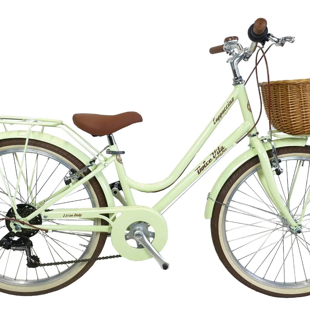 Girl's bike Dolce Vita CAPPUCCINO 24" 6 speed with basket - Light green
