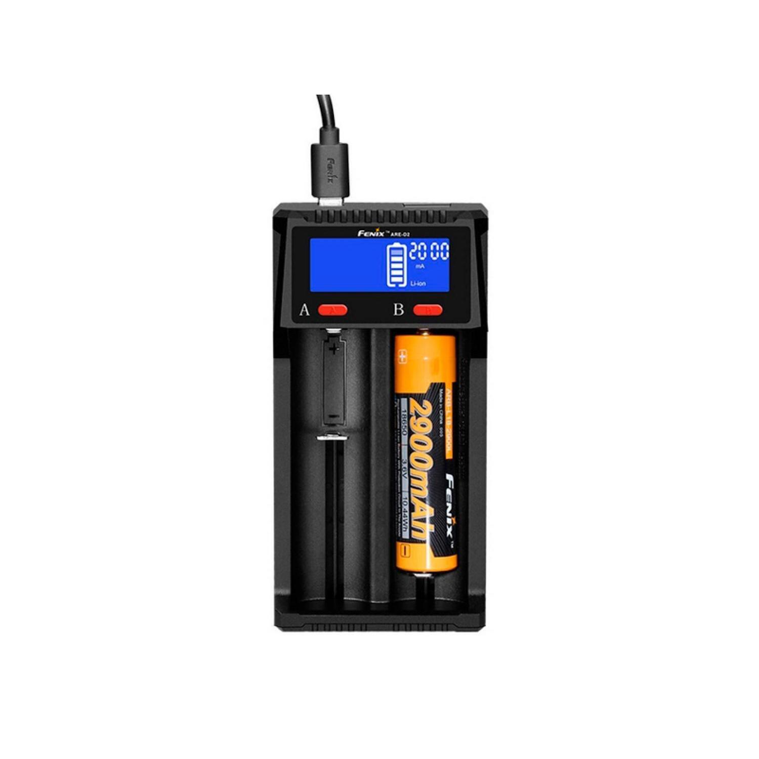 Caricabatterie doppio usb Fenix Accus 10440/14500/16340/18650/21700/26650 2/5