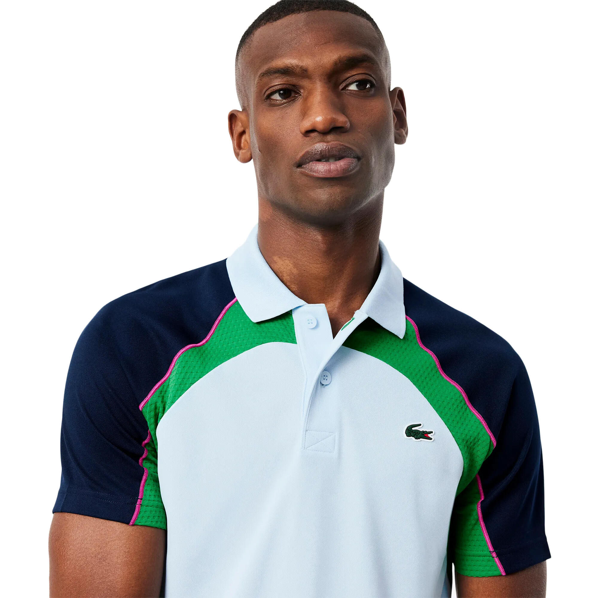 Poloshirt für , Extratrocken, Tennis Herren Weiß/Blau/Grün 4/4