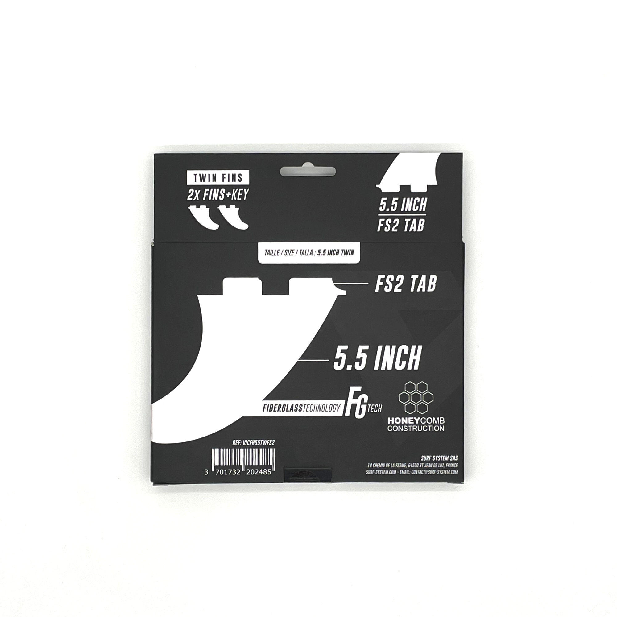 VICTORY - Twin Fins Set Fiberglass Honeycomb - FCS II Compatible - Smoke 3/6