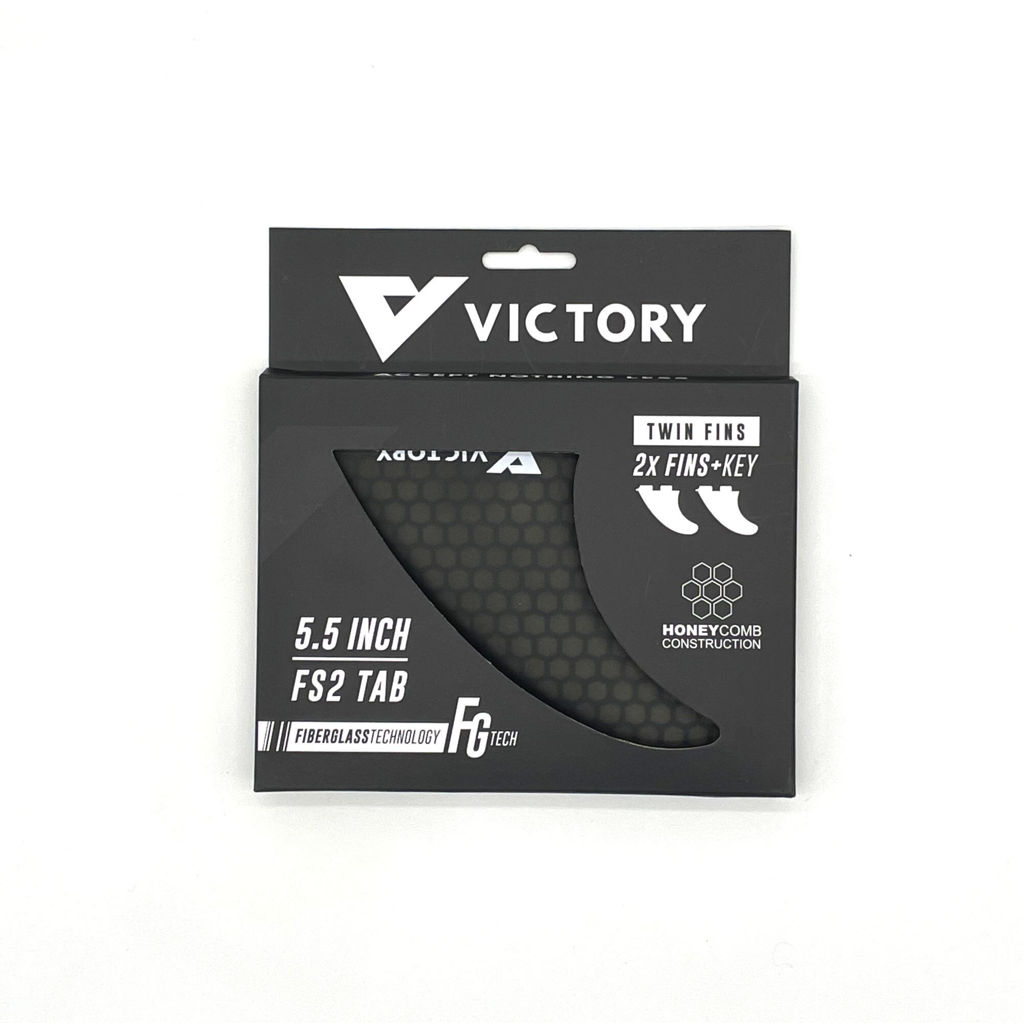 VICTORY - Twin Fins Set Fiberglass Honeycomb - FCS II Compatible - Smoke 2/6
