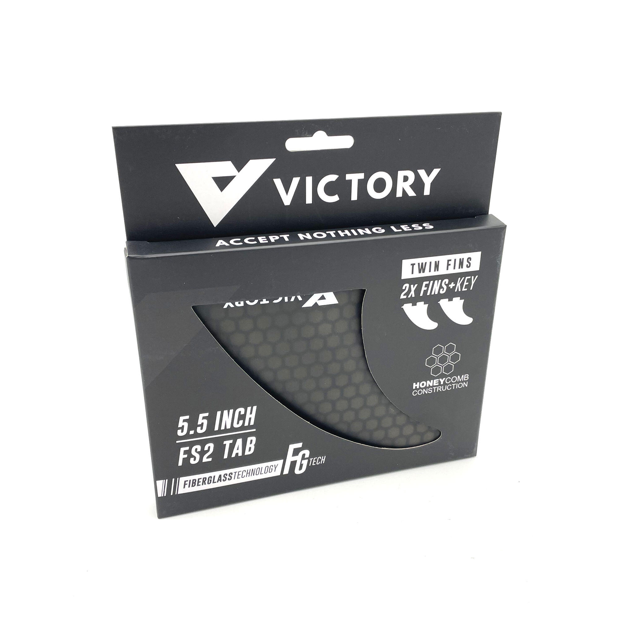 VICTORY - Twin Fins Set Fiberglass Honeycomb - FCS II Compatible - Smoke 5/6