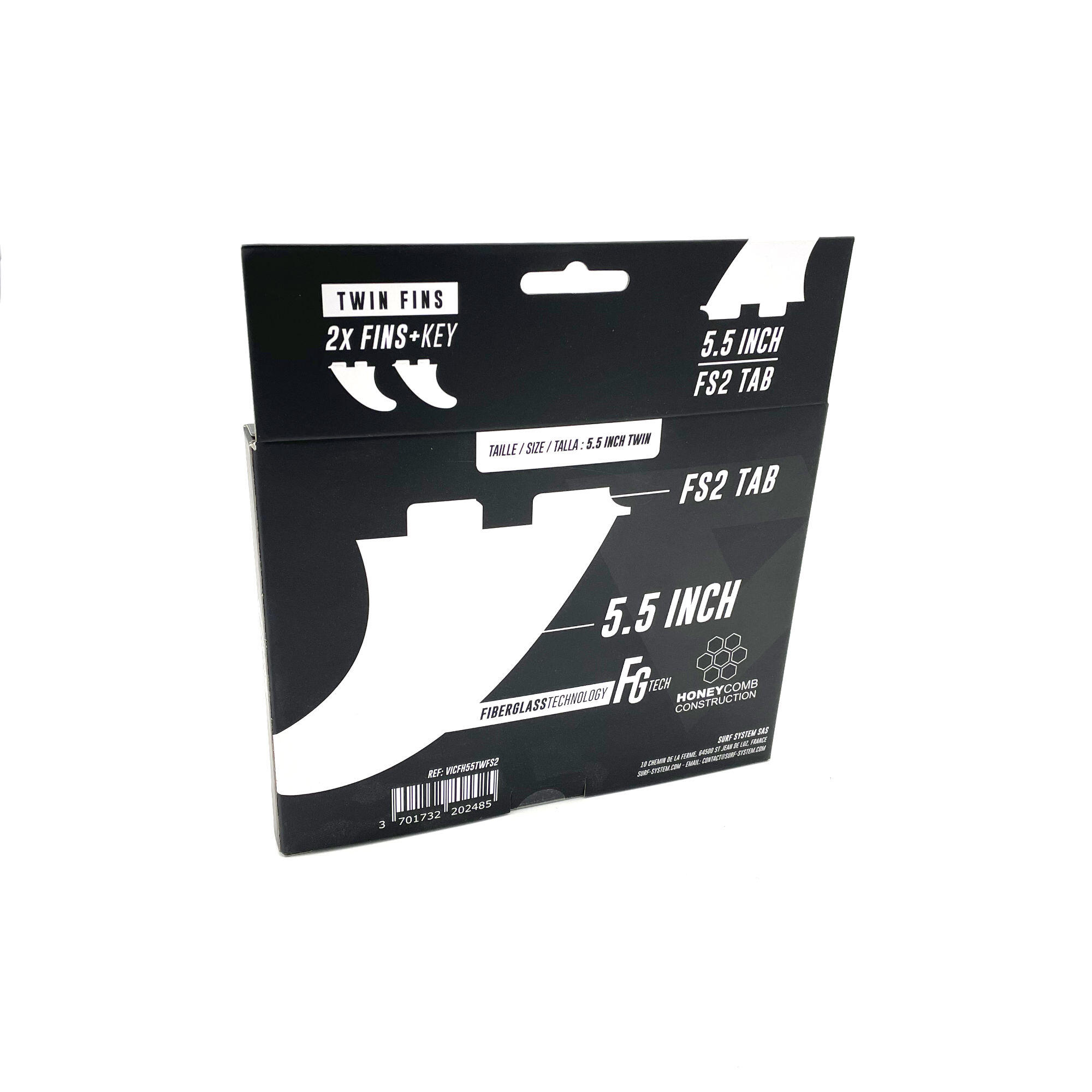 VICTORY - Twin Fins Set Fiberglass Honeycomb - FCS II Compatible - Smoke 6/6