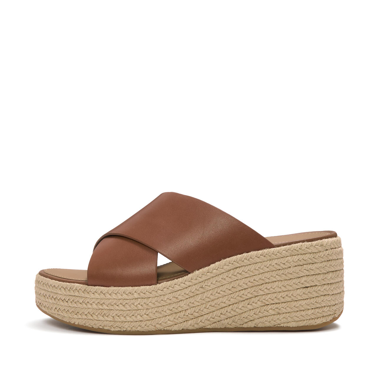 FITFLOP FitFlop Platfforms Espadrille Leather Wedge Cross Slides  DIEPBRUIN 38 3/7