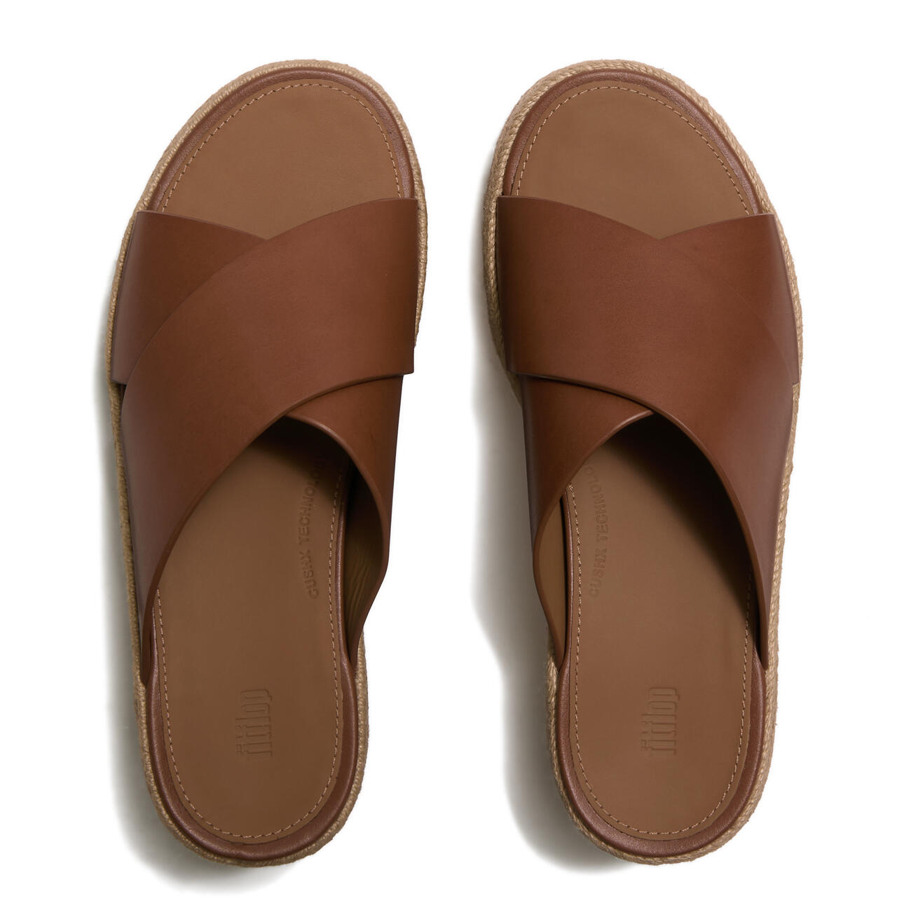 FITFLOP FitFlop Platfforms Espadrille Leather Wedge Cross Slides  DIEPBRUIN 38 5/7