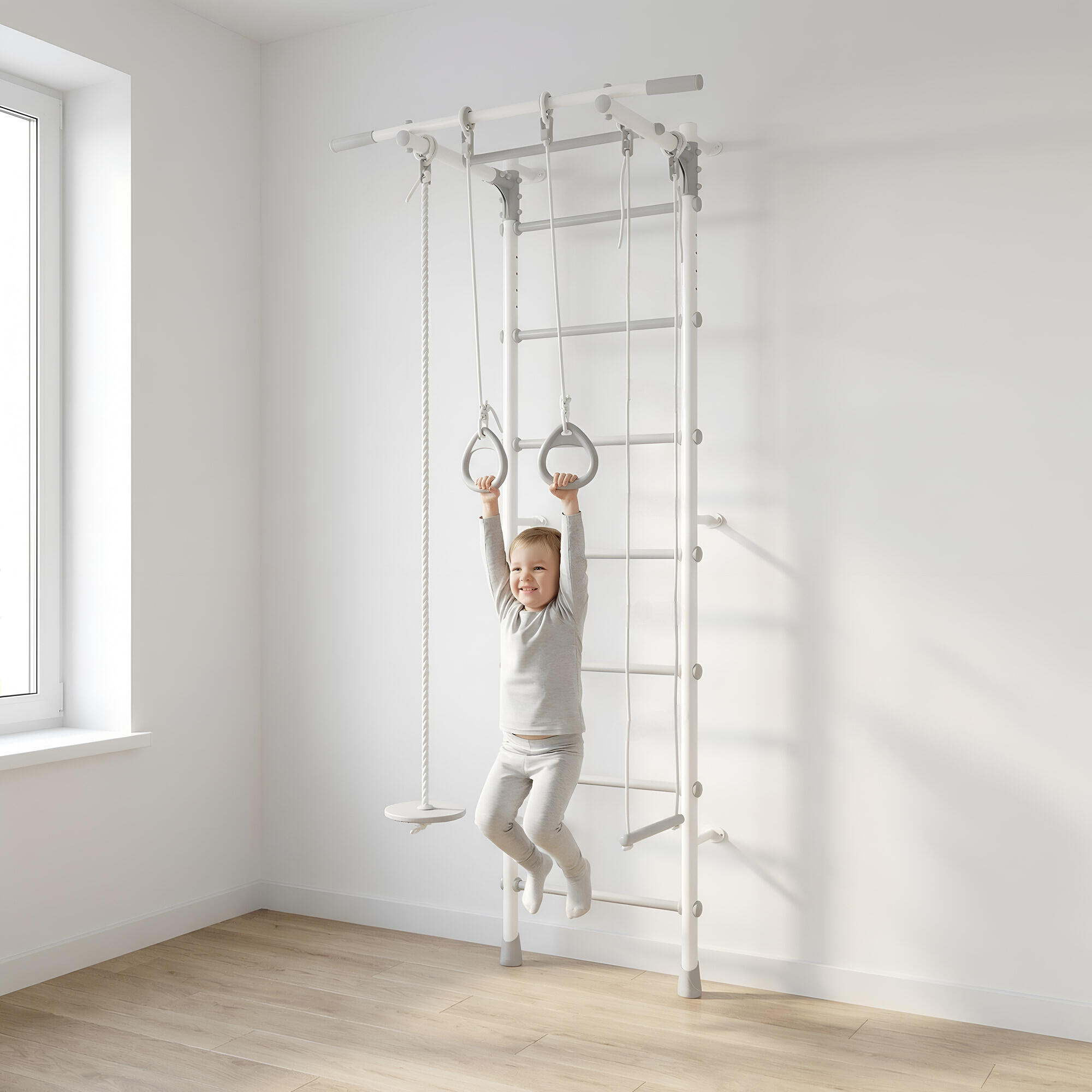 Enfants Gymnastique Espalier Intérieur Vanilia Blanc/Gris 7/7