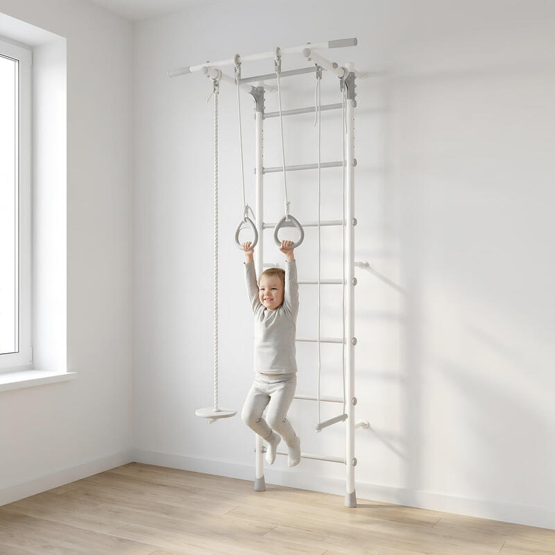 Copii Gimnastică Scară de Perete Interior Vanilia Alb/Gri