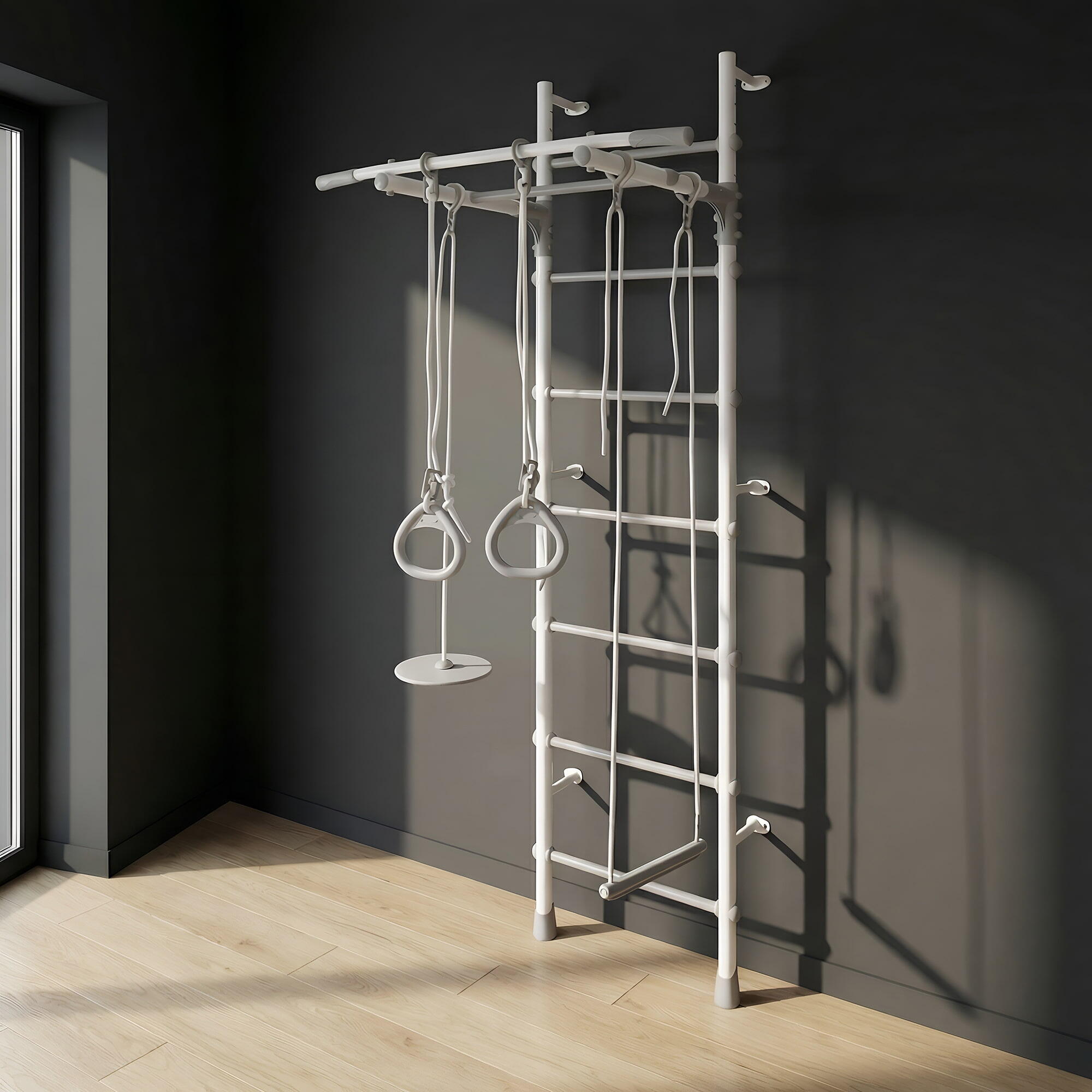 Enfants Gymnastique Espalier Intérieur Vanilia Blanc/Gris 5/7