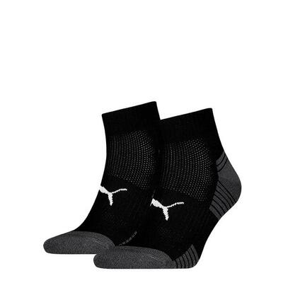 Unisex quarter sportsokken met badstof zool 2 pack – black – 39-42