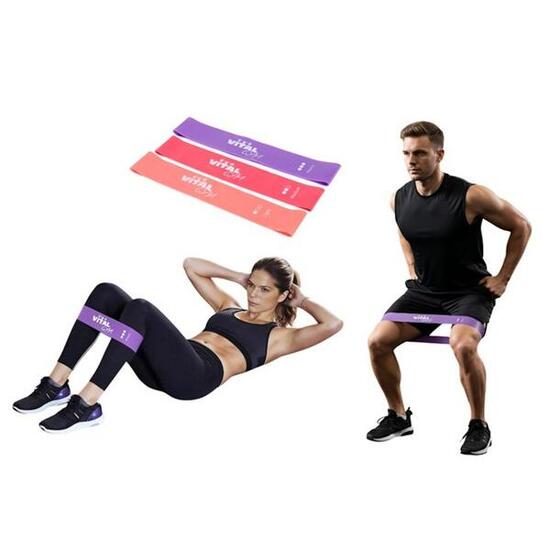 LOT DE 3 BANDES ÉLASTIQUES EN LATEX POUR LA GYMNASTIQUE
