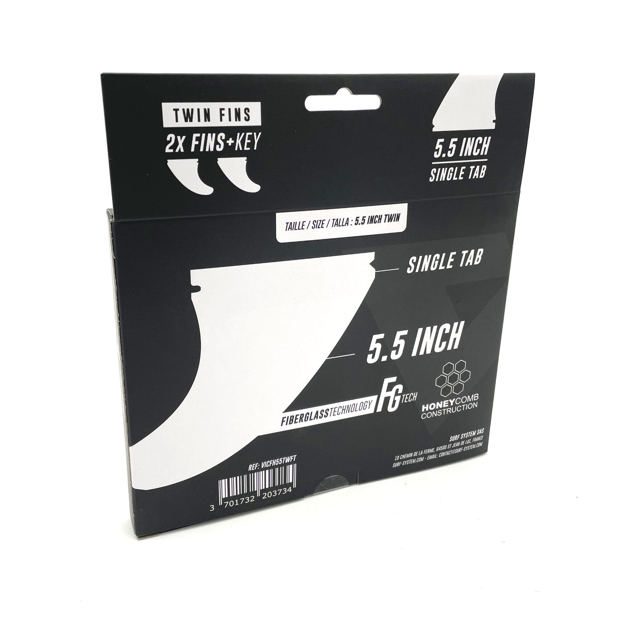 VICTORY - Twin Fins Set Fiberglass Honeycomb - Futures Compatible - Smoke 3/6