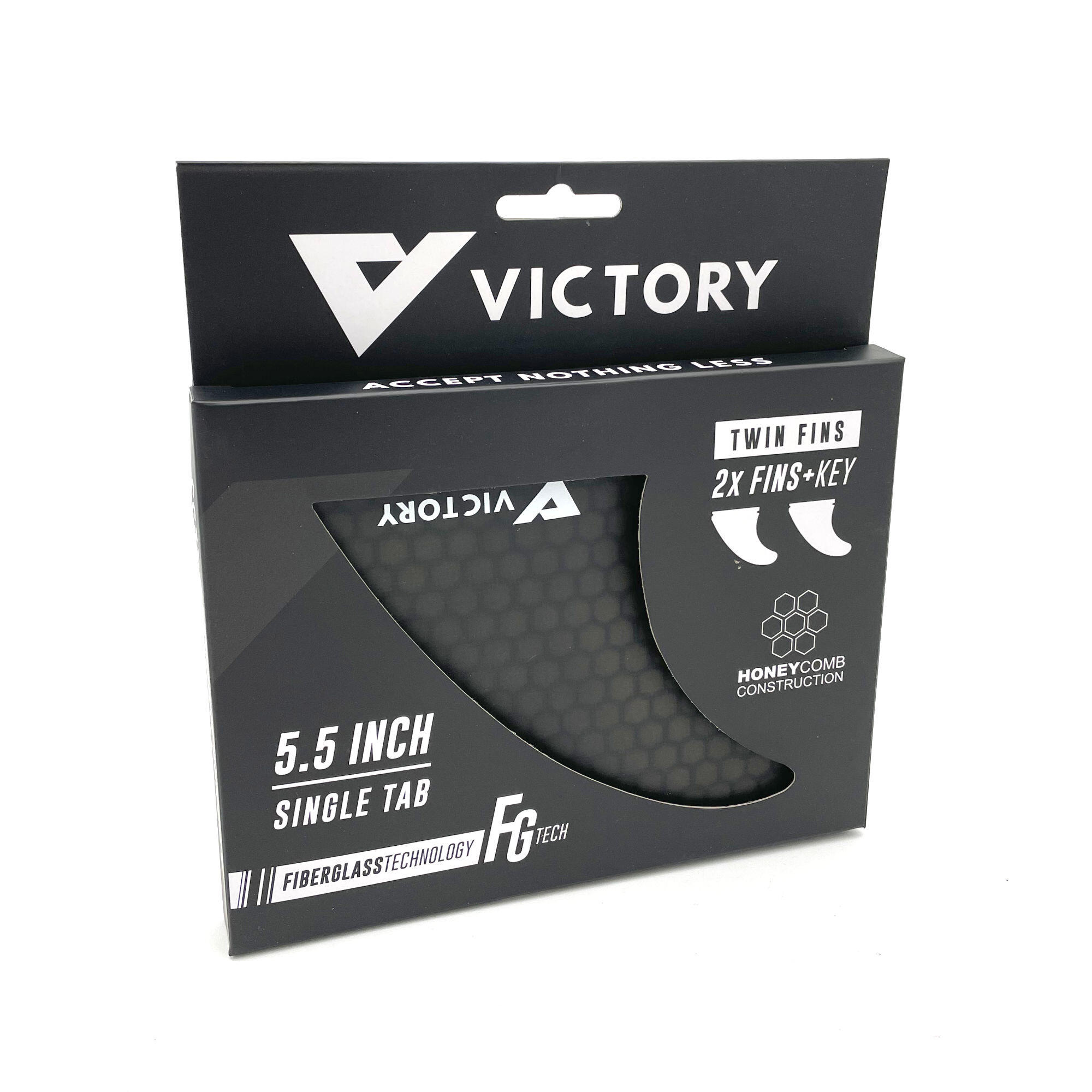 VICTORY - Twin Fins Set Fiberglass Honeycomb - Futures Compatible - Smoke 2/6