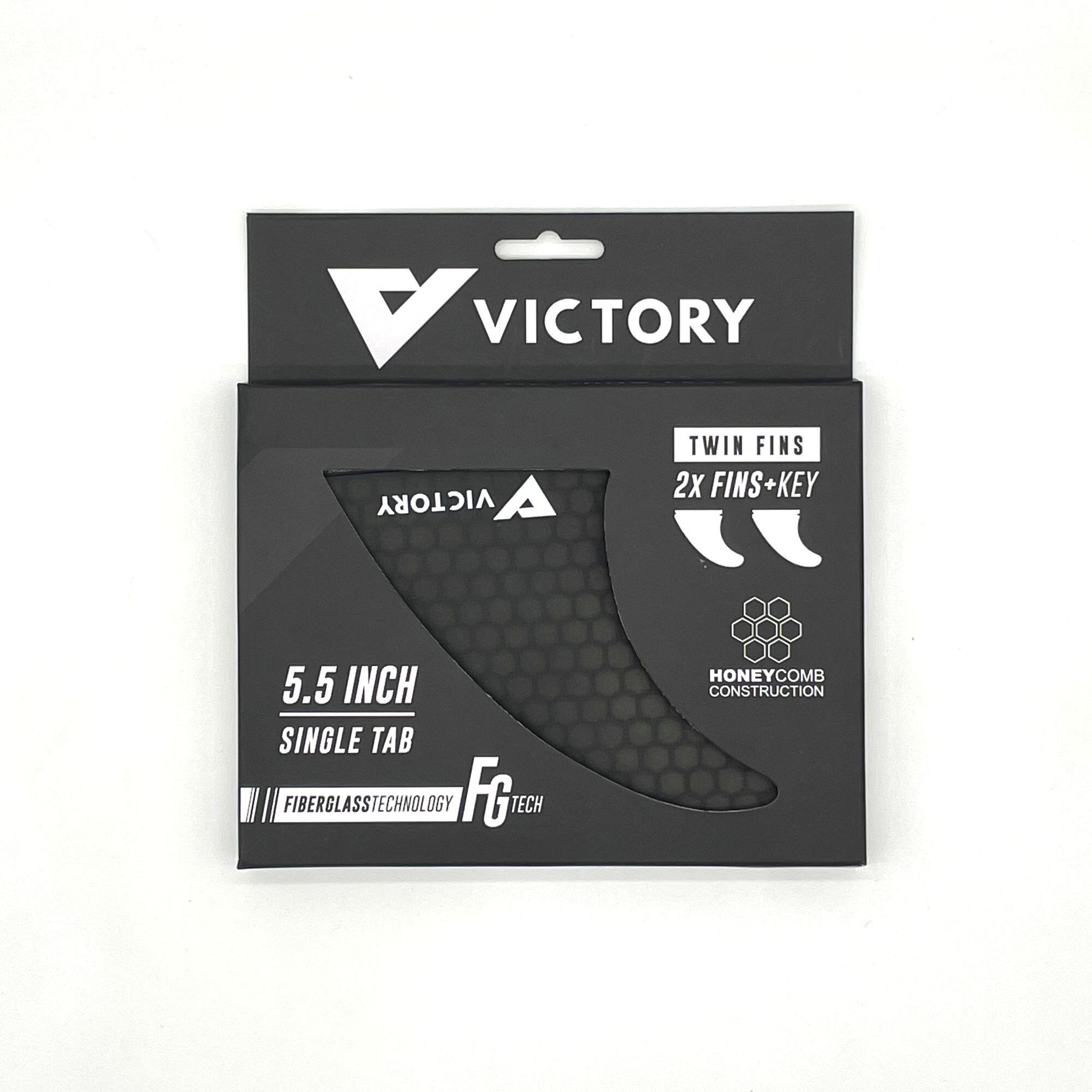 VICTORY - Twin Fins Set Fiberglass Honeycomb - Futures Compatible - Smoke 5/6