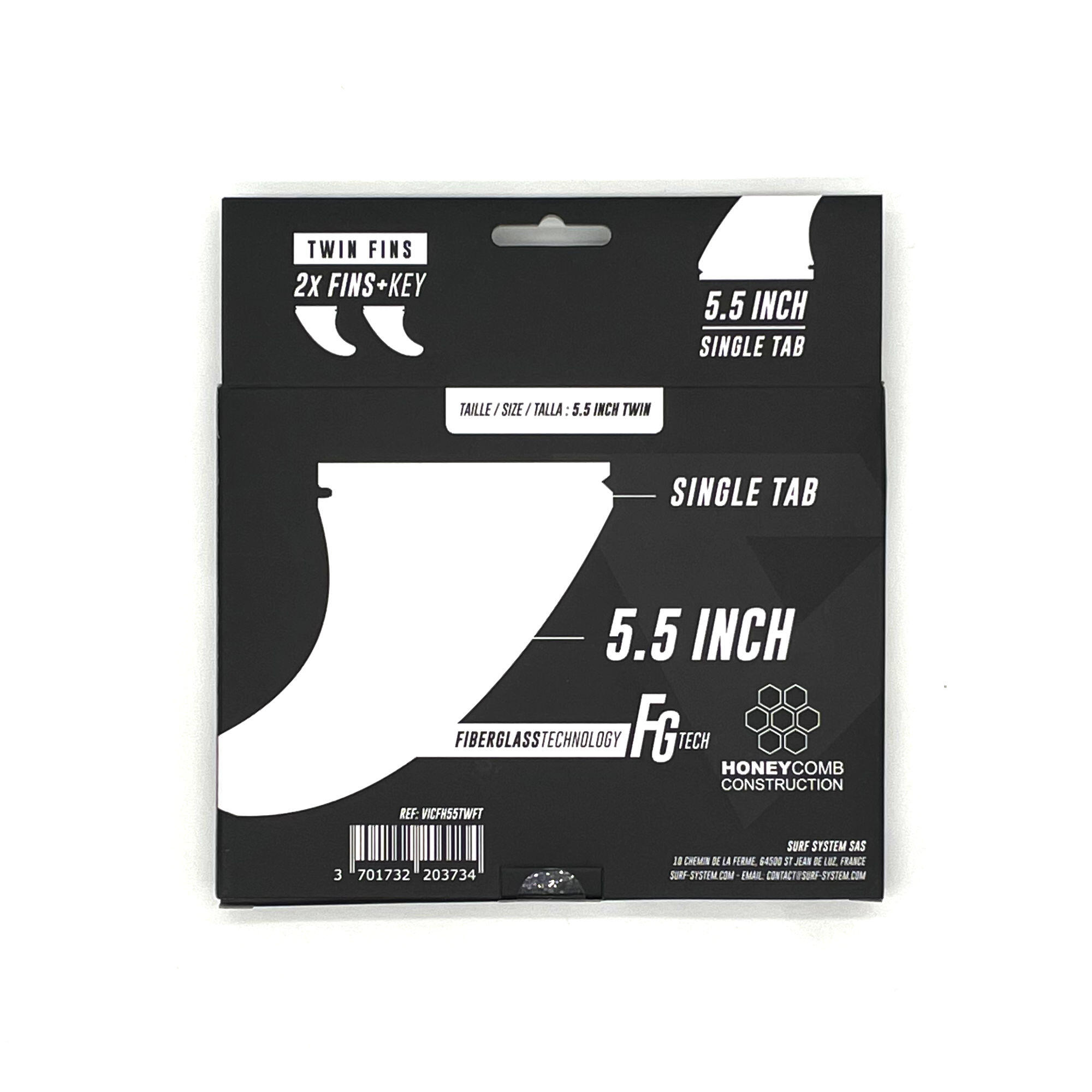 VICTORY - Twin Fins Set Fiberglass Honeycomb - Futures Compatible - Smoke 6/6