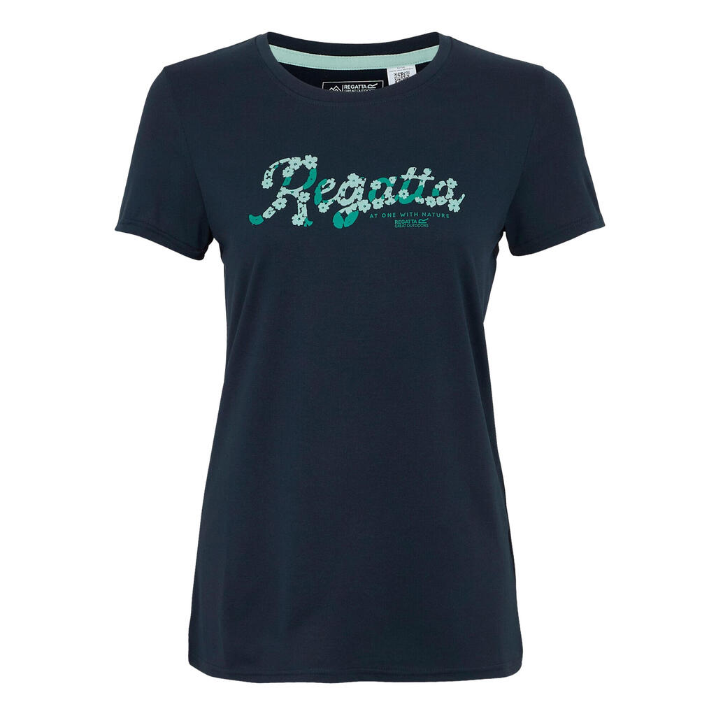 Womens/Ladies Fingal Flowers Stretch TShirt (Navy)