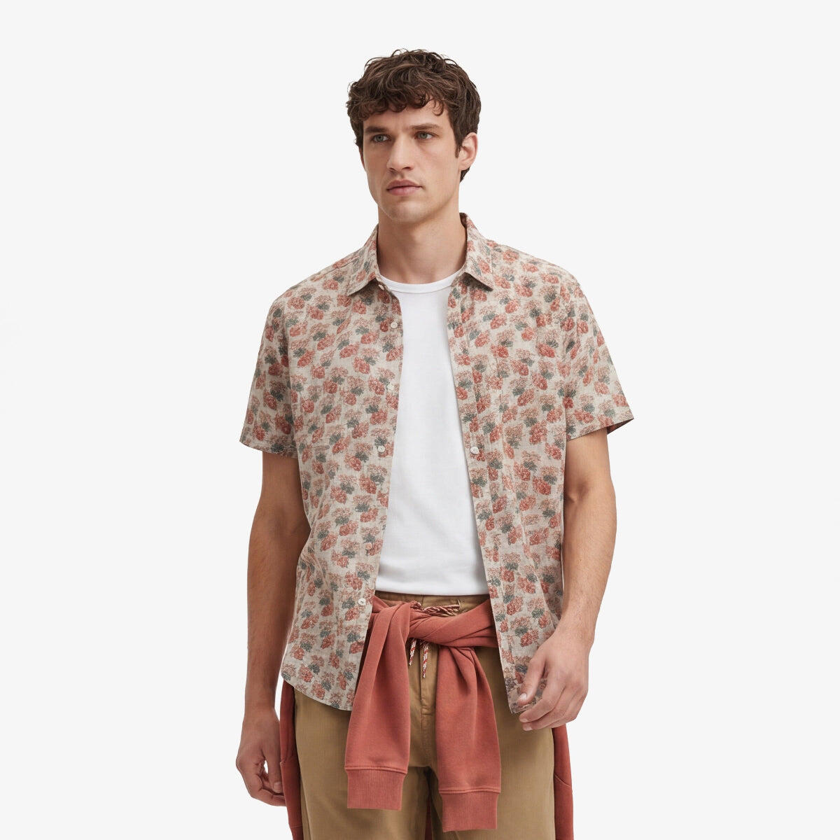 Camicie a maniche corte beige con stampe 2/5