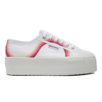 Zapatillas Superga Round Stripes para mujer, plataforma, blancas