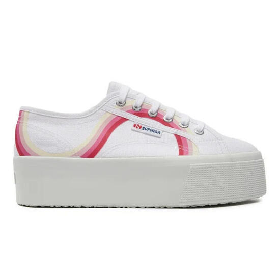 Zapatillas Superga Round Stripes para mujer, plataforma, blancas
