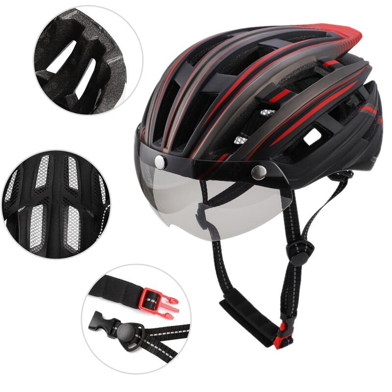 Casca protectie bicicleta, aerodinamica, viziera magnetica detasabila, stop led