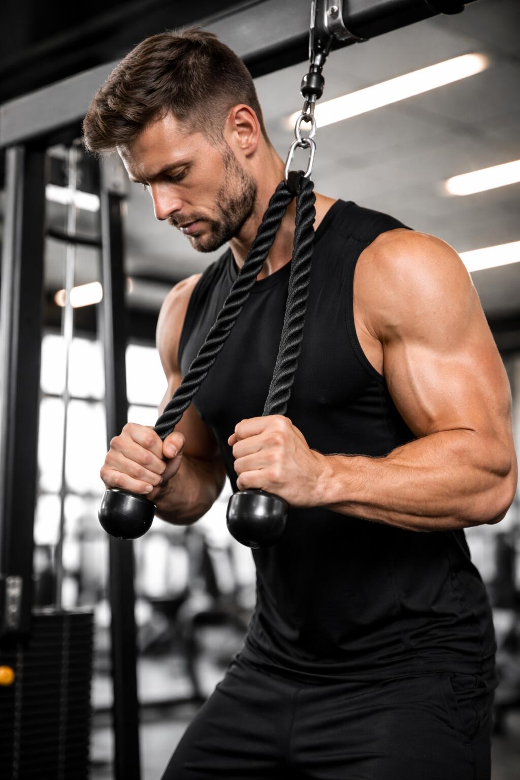 Agarre Polea Cuerda Triceps 120 cm Fitness Negro 3/3