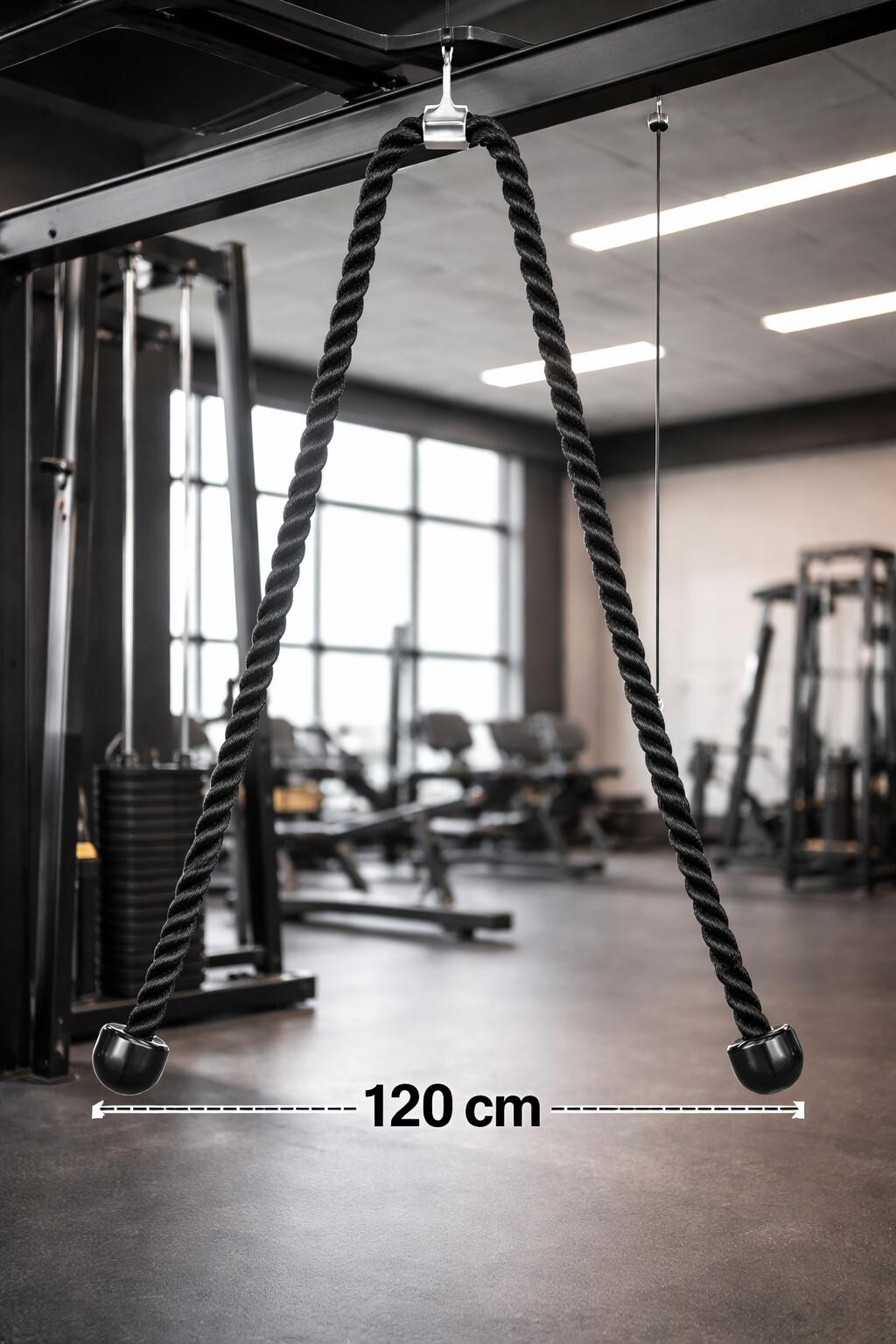Agarre Polea Cuerda Triceps 120 cm Fitness Negro 2/3