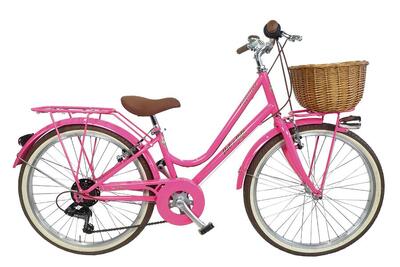 Meisjesfiets dolce vita cappuccino 24" 6v met mand - fuchsia