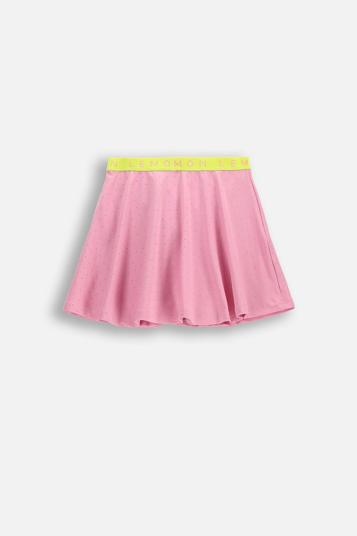Legginsy sportowe dla dzieci Lemon Explore WL6 krótkie różowe z spódnicą 2/4