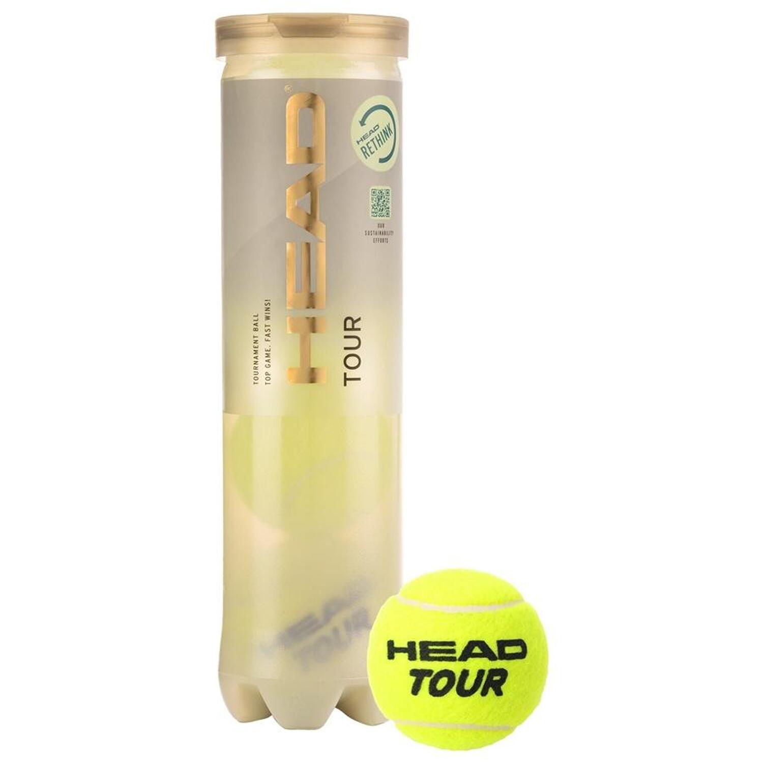 "Tour" Tennisbälle (4erPack) Damen und Herren Gelb 2/2
