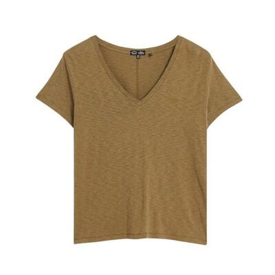 Geborduurd en gevlamd dames-t-shirt met v-hals superdry