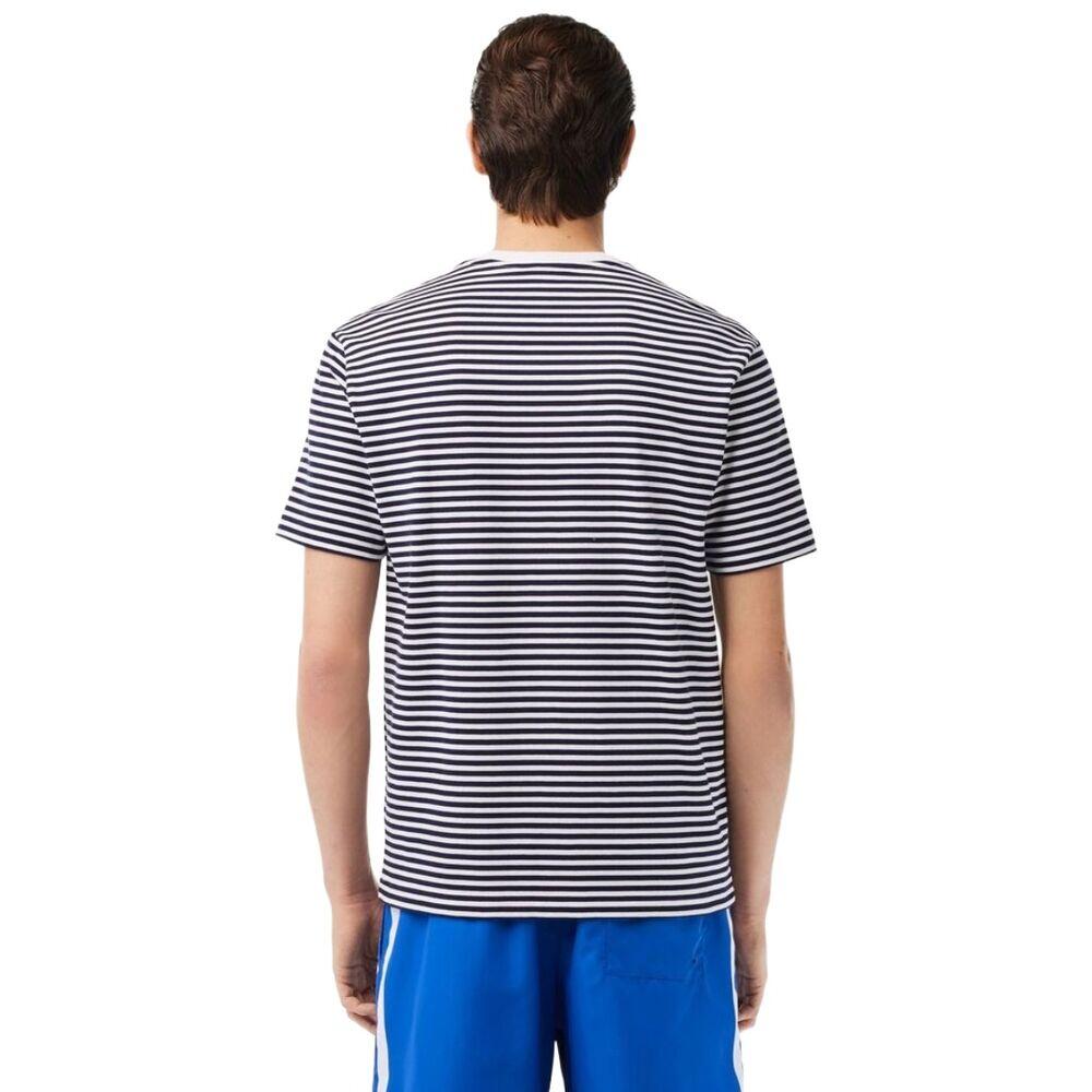 Camiseta Blanco-Azul Marino Lacoste de Rayas 3/4