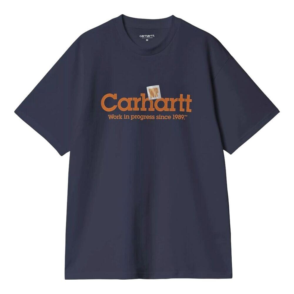 Camiseta Azul Carhartt Algodón S/S Label Script T-Shirt Blue Estilo Moderno 1/4